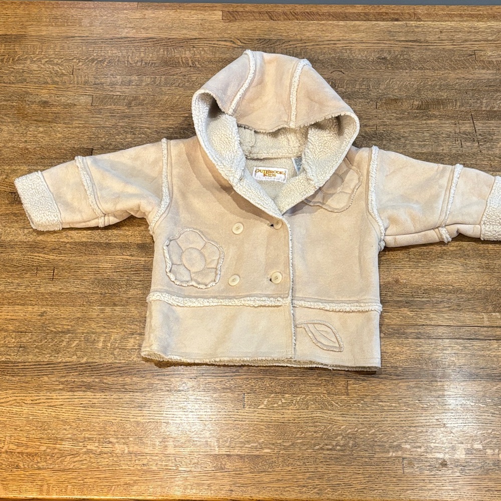 Two 12 M Girl’s Winter Jackets with Hoods. Pink Quilted and Faux Suede - Picture 8 of 13